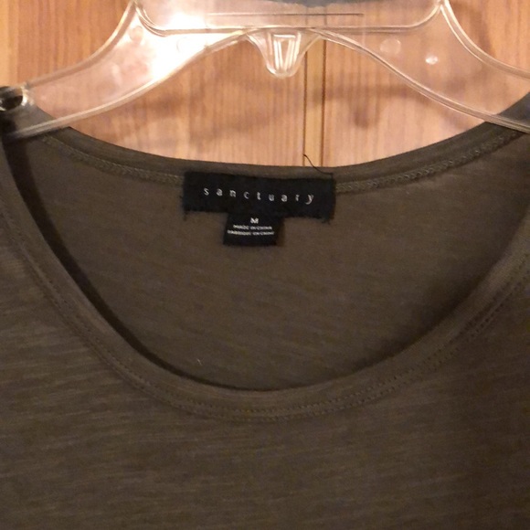 Sanctuary - Knot Sleeve Short Sleeve Tee - Medium Top - Olive Green - Picture 3 of 4